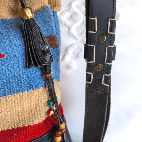 RAJ Anthropology 90s Kilim Dhurrie Carpet Bag - Picture 2 of 12